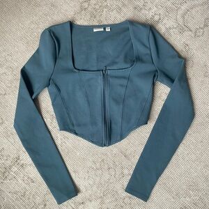Sunday Best by Aritzia Corset-Style Long Sleeve Top — XXS | Slate Blue